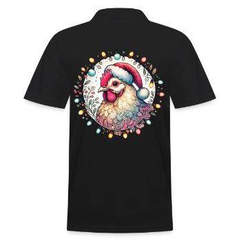 Coq de Noël avec des guirlandes lumineuses - Polo Homme - noir - Dos - Kai (181cm)