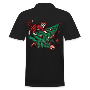 Drôle de chat Noël rétro vintage - Polo Homme - noir - Dos - Kai (181cm)
