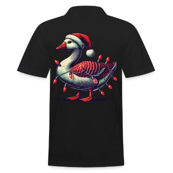 Weihnachten Lustige Tollpatsch Gans - Männer Poloshirt - Schwarz - Hinten - Kai (181cm)