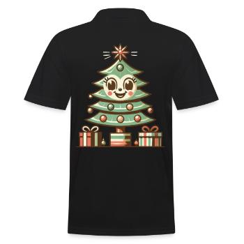 Fröhlicher Weihnachtsbaum Mit Geschenken - Männer Poloshirt - Schwarz - Hinten - Kai (181cm)