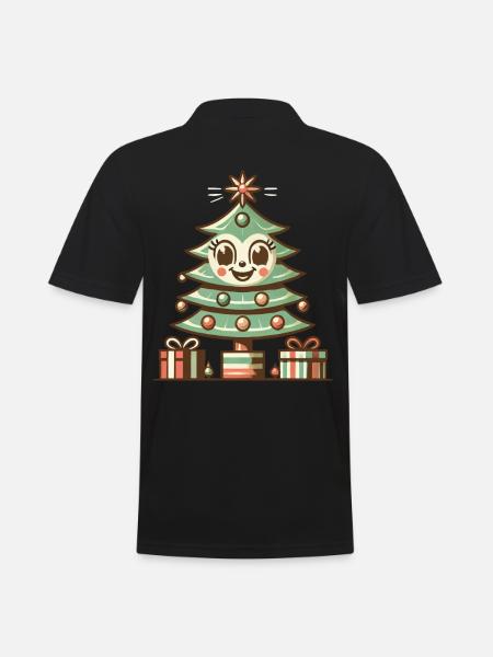 Fröhlicher Weihnachtsbaum Mit Geschenken - Männer Poloshirt - Schwarz