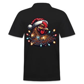 Poulet de Noël avec guirlandes lumineuses - Polo Homme - noir - Dos - Kai (181cm)