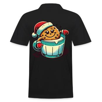 Christmas Retro Vintage Cookie Cup - Men's Polo Shirt - black - Back - Kai (181cm)
