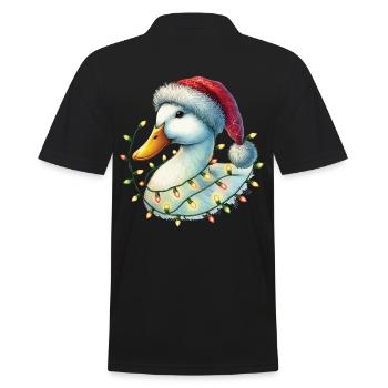 Canard drôle de Noël avec des guirlandes lumineuses - Polo Homme - noir - Dos - Kai (181cm)