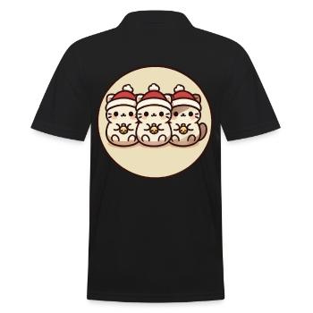Süße Katzen Mit Weihnachtsmützen - Männer Poloshirt - Schwarz - Hinten - Kai (181cm)