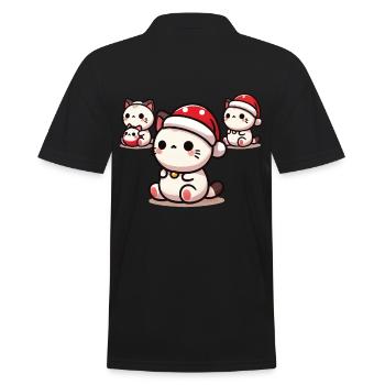 Chats mignons avec chapeau de Noël - Polo Homme - noir - Dos - Kai (181cm)