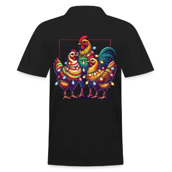 Poulets drôles de Noël avec des lumières - Polo Homme - noir - Dos - Kai (181cm)