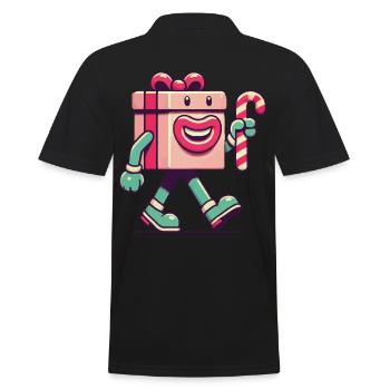 Fröhliches Weihnachtsgeschenk Maskottchen - Männer Poloshirt - Schwarz - Hinten - Kai (181cm)