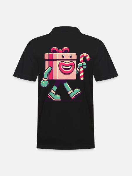 Fröhliches Weihnachtsgeschenk Maskottchen - Männer Poloshirt - Schwarz