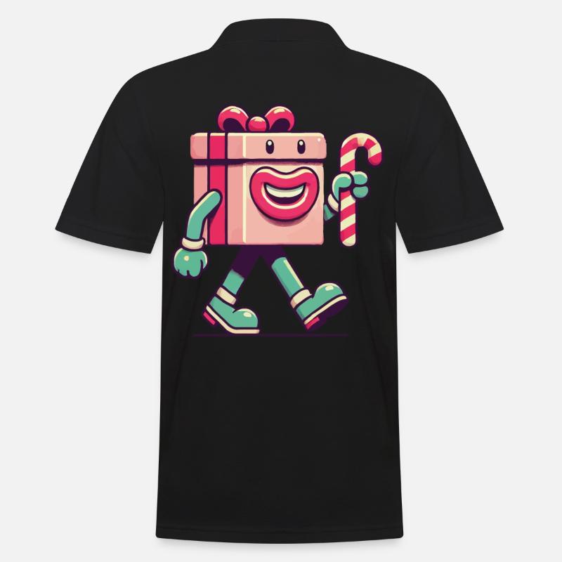 Fröhliches Weihnachtsgeschenk Maskottchen - Männer Poloshirt - Schwarz
