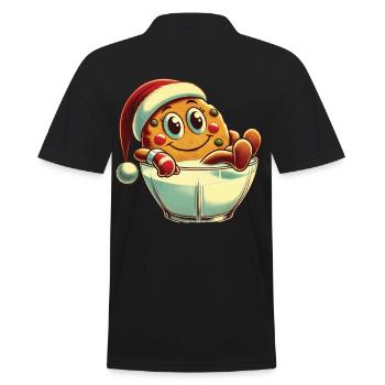 Merry Christmas Retro Cookie Design - Men's Polo Shirt - black - Back - Kai (181cm)