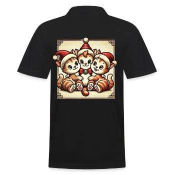 Süße Katzen Weihnachten Retro Charme - Männer Poloshirt - Schwarz - Hinten - Kai (181cm)