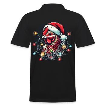 Poulet de Noël avec guirlandes lumineuses - Polo Homme - noir - Dos - Kai (181cm)