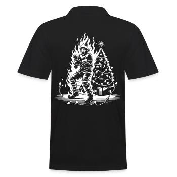 Lutin de Noël en feu avec sarcastique - Polo Homme - noir - Dos - Kai (181cm)