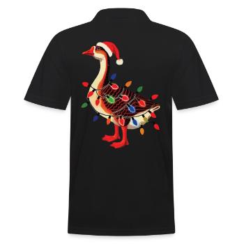 Weihnachtlicher Tollpatsch Gans Mit Lichterkette - Männer Poloshirt - Schwarz - Hinten - Kai (181cm)