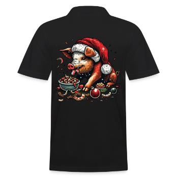 Christmas gluttony devoured with funny - Men's Polo Shirt - black - Back - Kai (181cm)
