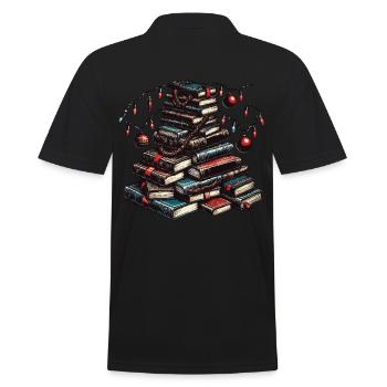 Weihnachtsfreude Für Buchliebhaber - Männer Poloshirt - Schwarz - Hinten - Kai (181cm)