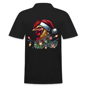 Coq de Noël avec des guirlandes lumineuses - Polo Homme - noir - Dos - Kai (181cm)