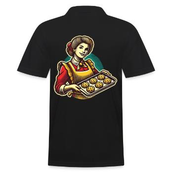 Boulanger nostalgique avec motif de biscuits - Polo Homme - noir - Dos - Kai (181cm)