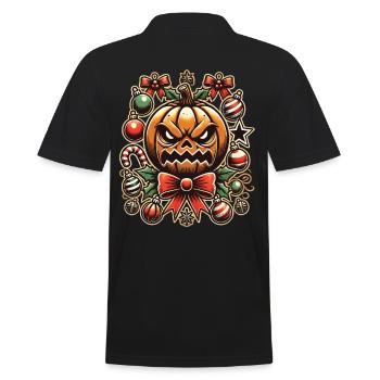 Halloween pumpkin with Christmas decoration - Men's Polo Shirt - black - Back - Kai (181cm)