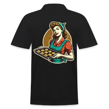 Boulanger vintage avec illustration de plateau à biscuits - Polo Homme - noir - Dos - Kai (181cm)