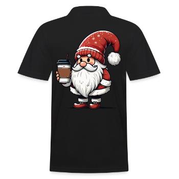 Christmas Gnome with Coffee for Coffee Lovers - Men's Polo Shirt - black - Back - Kai (181cm)