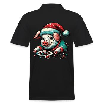 Cochon de Noël gourmand - Polo Homme - noir - Dos - Kai (181cm)
