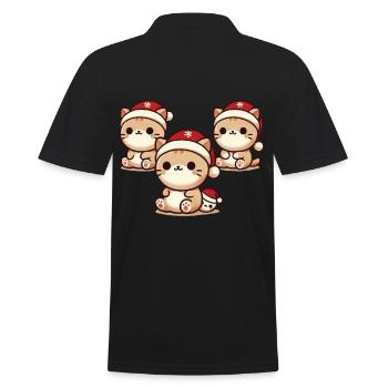 Chats mignons avec des chapeaux de Noël - Polo Homme - noir - Dos - Kai (181cm)