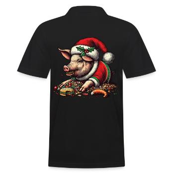 Cochon gourmand de Noël - Polo Homme - noir - Dos - Kai (181cm)