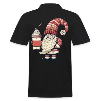 Weihnachtsglocken Kaffeeliebhaber Gnom - Männer Poloshirt - Schwarz - Hinten - Kai (181cm)