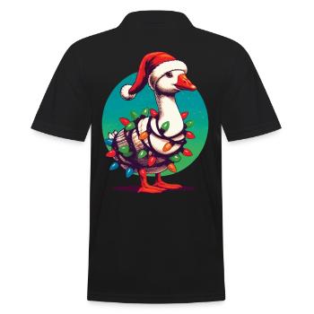 gWeihnachten Lustiger Tollpatsch Gans - Männer Poloshirt - Schwarz - Hinten - Kai (181cm)