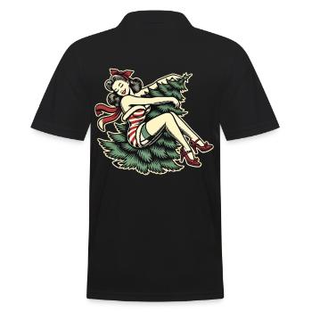 Weihnachten Retro Vintage Stil Pin-Up - Männer Poloshirt - Schwarz - Hinten - Kai (181cm)