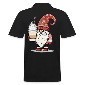 Weihnachtsgnom Mit Kaffee Wichtel - Männer Poloshirt - Schwarz - Hinten - Kai (181cm)