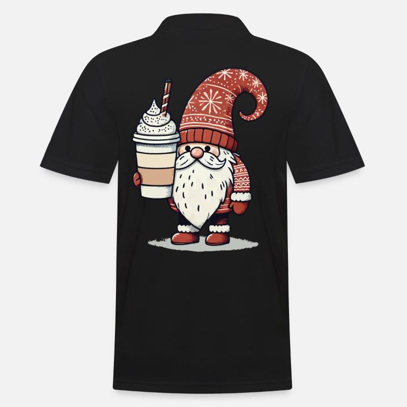 Weihnachtsgnom Mit Kaffee Wichtel - Männer Poloshirt - Schwarz