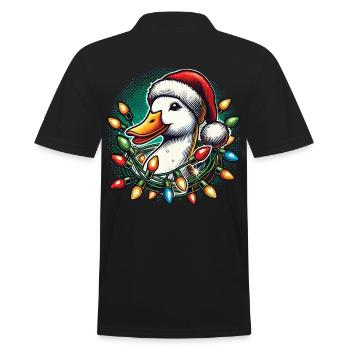 Drôle de canard avec des lumières de Noël - Polo Homme - noir - Dos - Kai (181cm)