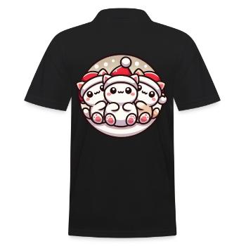 Cute Cats Christmas Joy - Men's Polo Shirt - black - Back - Kai (181cm)