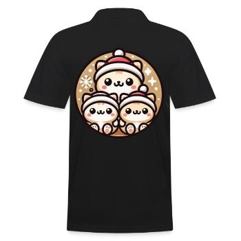 Cute Cats Christmas Joy - Men's Polo Shirt - black - Back - Kai (181cm)