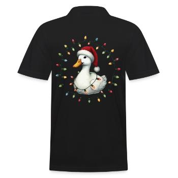 Drôle de canard avec des guirlandes lumineuses Noël - Polo Homme - noir - Dos - Kai (181cm)