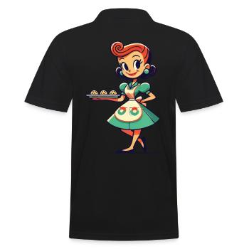 Femme au foyer rétro avec plateau à biscuits - Polo Homme - noir - Dos - Kai (181cm)