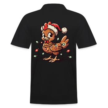 Poulet de Noël avec guirlandes lumineuses - Polo Homme - noir - Dos - Kai (181cm)