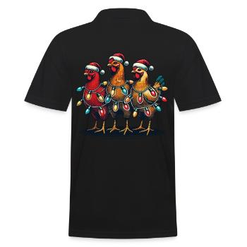 Poulets drôles de Noël avec des lumières - Polo Homme - noir - Dos - Kai (181cm)