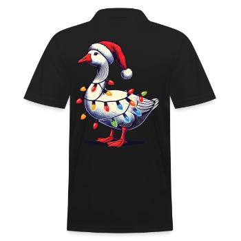 Lustiger Tollpatsch Weihnachten Gans - Männer Poloshirt - Schwarz - Hinten - Kai (181cm)