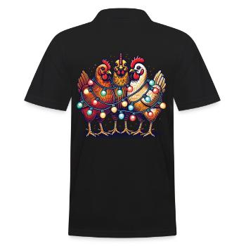 Poulets drôles de Noël avec des guirlandes lumineuses - Polo Homme - noir - Dos - Kai (181cm)