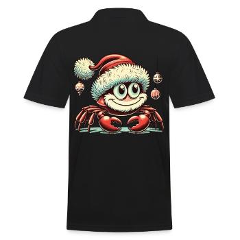 Weihnachtliche Krabbe Mit Mütze - Männer Poloshirt - Schwarz - Hinten - Kai (181cm)