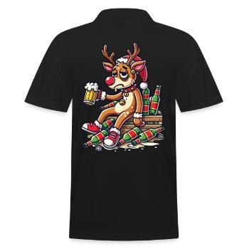 Funny Reindeer with Lots of Beer For Beer Lovers - Men's Polo Shirt - black - Back - Kai (181cm)