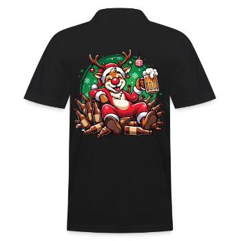Plaisir de Noël de renne amusant pour les amateurs de bière - Polo Homme - noir - Dos - Kai (181cm)