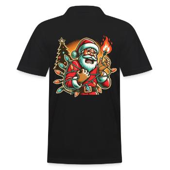 Père Noël avec humour de choc électrique - Polo Homme - noir - Dos - Kai (181cm)
