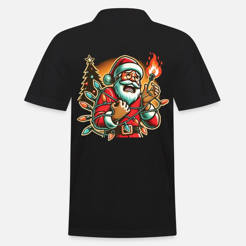 Weihnachtsmann Mit Stromschlag Humor - Männer Poloshirt - Schwarz