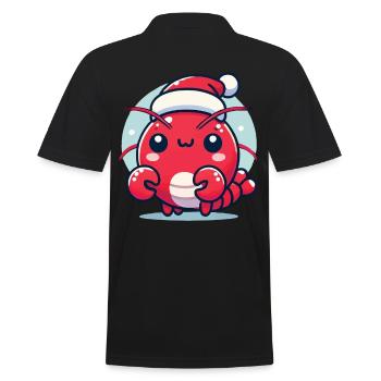 Lustiger Hummer Mit Weihnachtsmütze - Männer Poloshirt - Schwarz - Hinten - Kai (181cm)