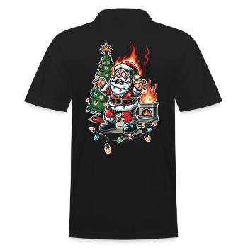 Père Noël choc électrique chaos dessin animé design - Polo Homme - noir - Dos - Kai (181cm)